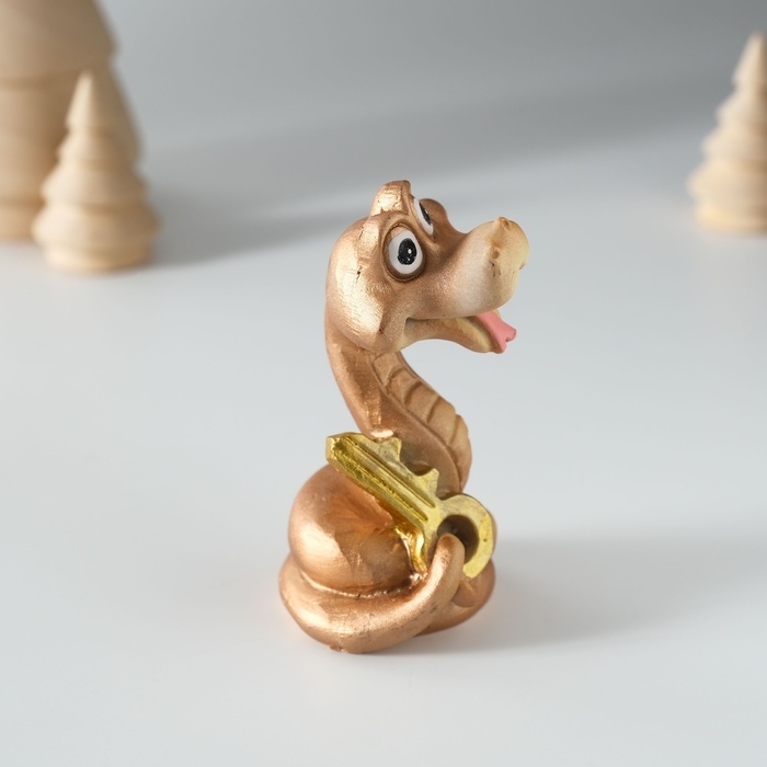 Сувенир полистоун Сувенир полистоун "Змейка с подковой/ключом" МИКС 4х4х7,5 см