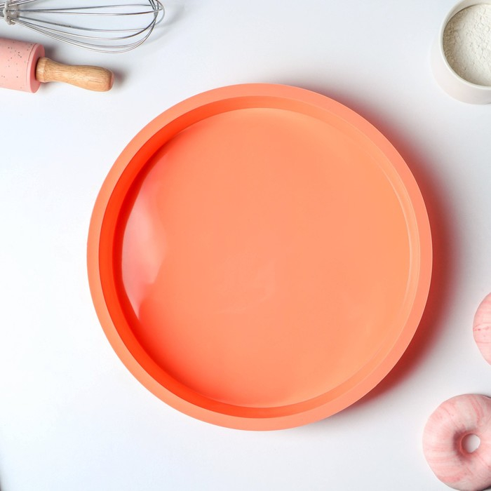 Форма для выпечки Доляна &laquo;Круг&raquo;, силикон, 28&times;5,5 см, внутренний d=25.5 см, цвет оранжевый