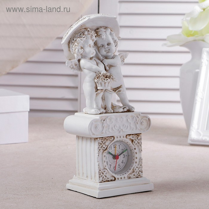 Часы настольные интерьерные каминные Часы настольные интерьерные каминные "Ангелы под зонтом", h-26 см 3940748
