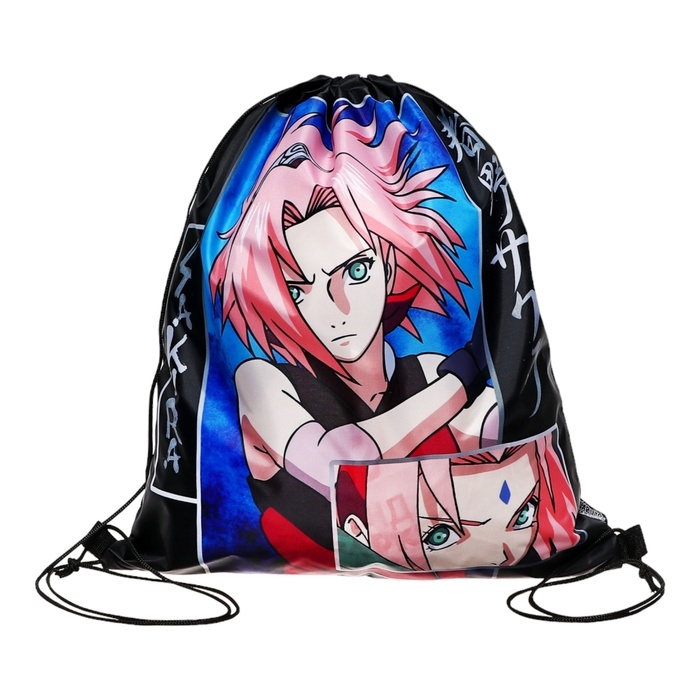 Мешок для обуви 480х380, Naruto, универсальный, чёрный Мешок для обуви 480х380, Naruto, универсальный, чёрный