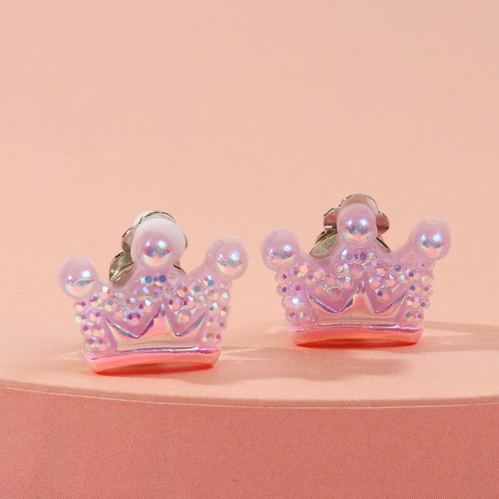 Клипсы детские «Выбражулька» корона, цвет МИКС Клипсы детские «Выбражулька» корона, цвет МИКС