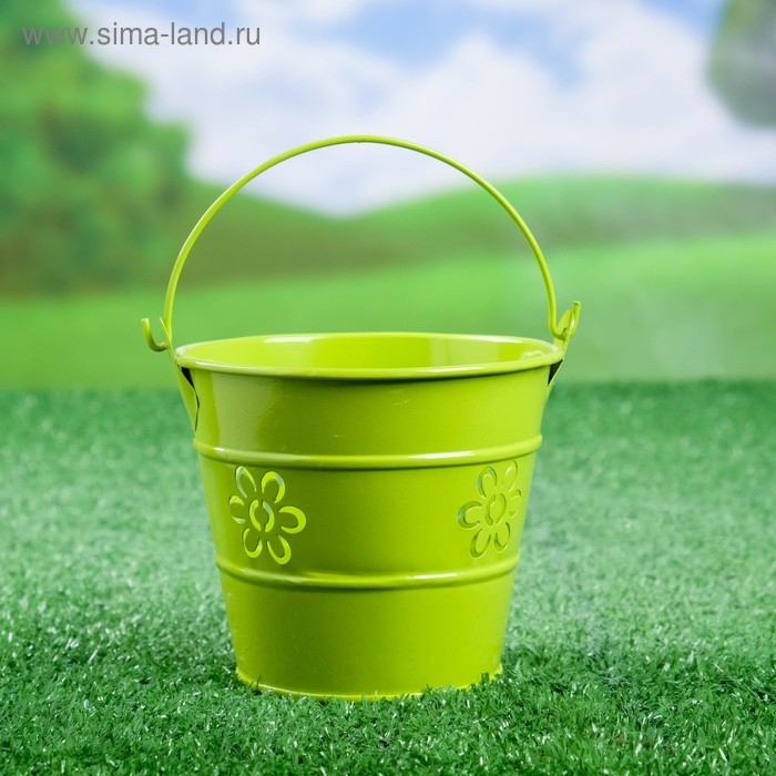 Кашпо  Кашпо "Ведерко Леви" зеленое, 10х10х10см