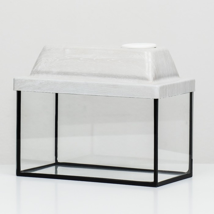 Аквариум Аквариум "Прямоугольный" с крышкой, 5 литров, 25 x 13 x 15,5/18 см, беленый дуб