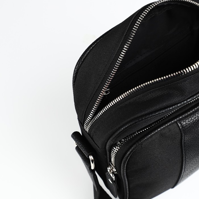 Сумка мужская через плечо TEXTURA, искусственная кожа, цвет чёрный Сумка мужская через плечо TEXTURA, искусственная кожа, цвет чёрный