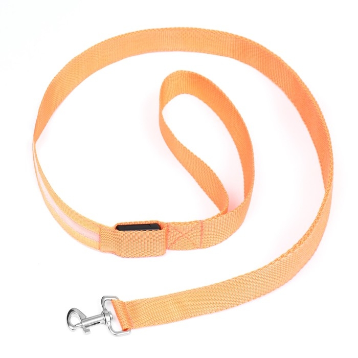 Поводок с подсветкой 3 режима свечения, 120 х 2,5 см, оранжевый Поводок с подсветкой 3 режима свечения, 120 х 2,5 см, оранжевый