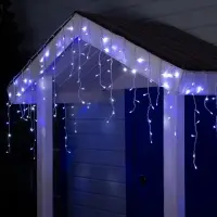 Гирлянда &laquo;Бахрома&raquo; 4&times;0.6 м, IP44, белая нить, 180 LED, свечение бело-синее, мигание, 220 В