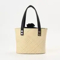 Сумка плетёная из пандана, 23&times;14&times;35 см, бежево-чёрная