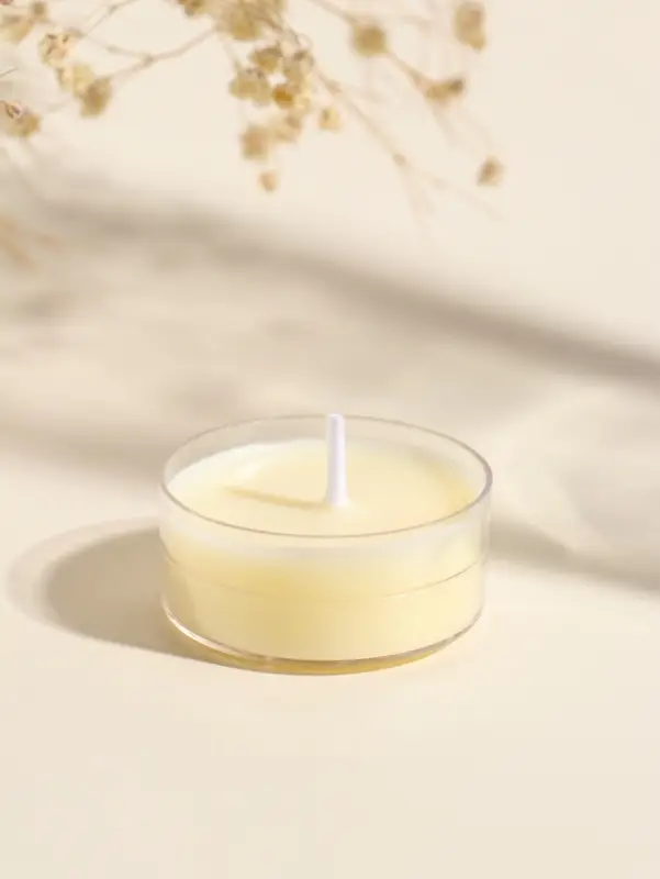 Чайная свеча ароматическая "Круглая" бледно-жёлтая, аромат фрезия 3,8х3,8х1,8 см