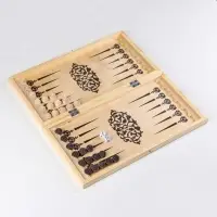 Настольная игра нарды с шашками TAKE IT EASY &laquo;Узор&raquo;, деревянные большие, 40&times;40 см