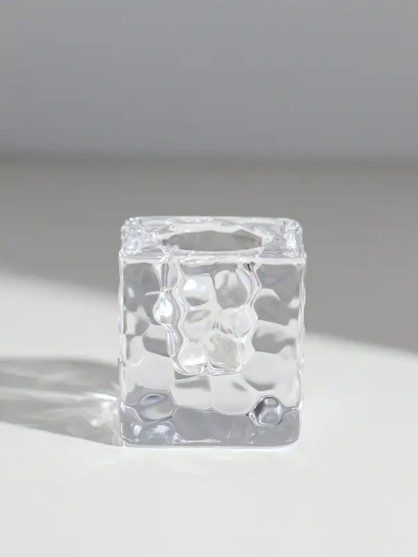 Подсвечник стекло на 1 свечу "Куб. Лёд" прозрачный d=2 см 4х4х4 см