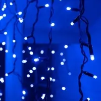 Гирлянда &laquo;Бахрома&raquo; 3&times;0.9 м, IP65, УМС, тёмная нить каучук, 144 LED, свечение синее, 220 В