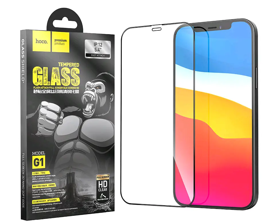 Защитное стекло Iph 12 Mini (5.4) Full Screen G1 HOCO черное Защитное стекло Iph 12 Mini (5.4) Full Screen G1 HOCO черное