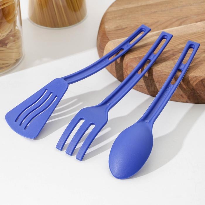 Набор кухонных принадлежностей Доляна «Глори», 3 шт, цвет синий Набор кухонных принадлежностей Доляна «Глори», 3 шт, цвет синий