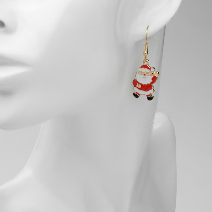 Новый год! Серьги «Новогодние» весёлый снеговик, цветные в золоте Новый год! Серьги «Новогодние» весёлый снеговик, цветные в золоте