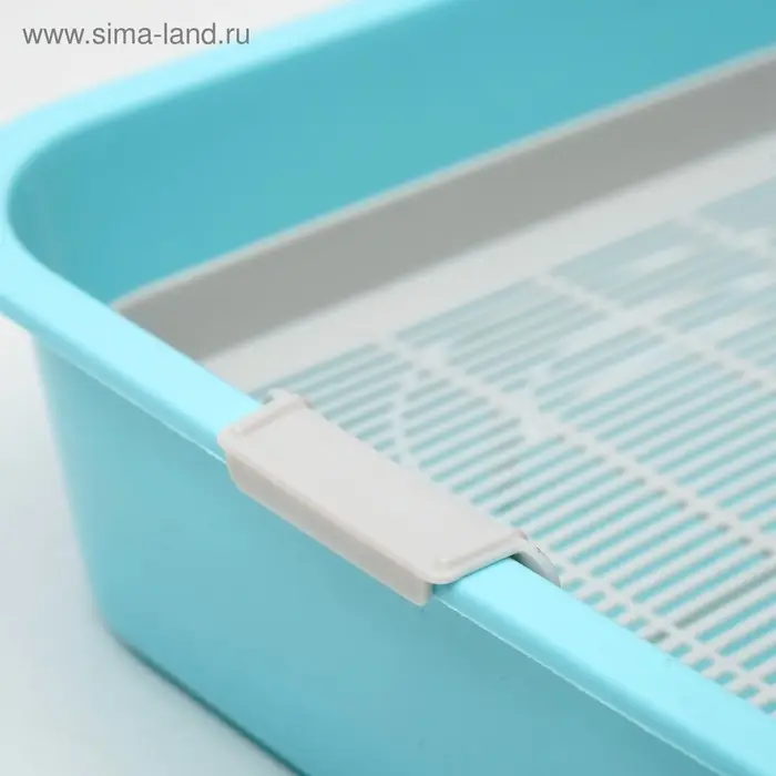 Туалет для кошек &laquo;Мур-мяу&raquo;, 33&times;25&times;7 с. с сеткой, пластик, голубой