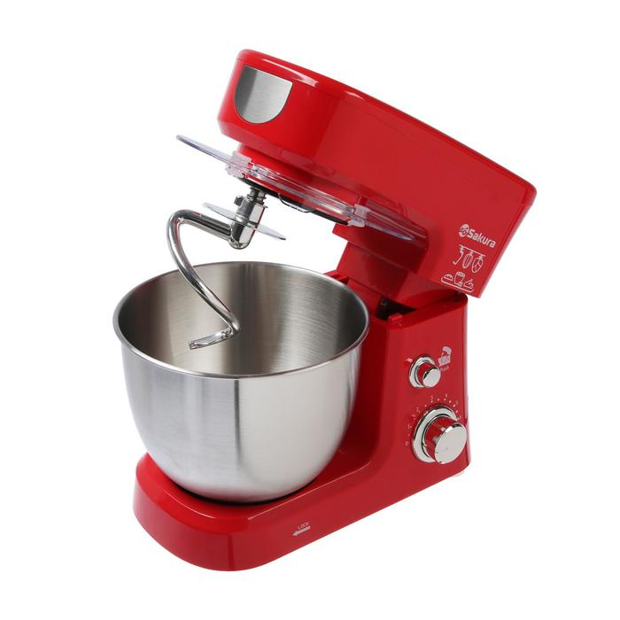 Миксер Sakura SA-6327R, планетарный, 1000 Вт, 3.5 л, 6 скоростей, 3 насадки, красный Миксер Sakura SA-6327R, планетарный, 1000 Вт, 3.5 л, 6 скоростей, 3 насадки, красный