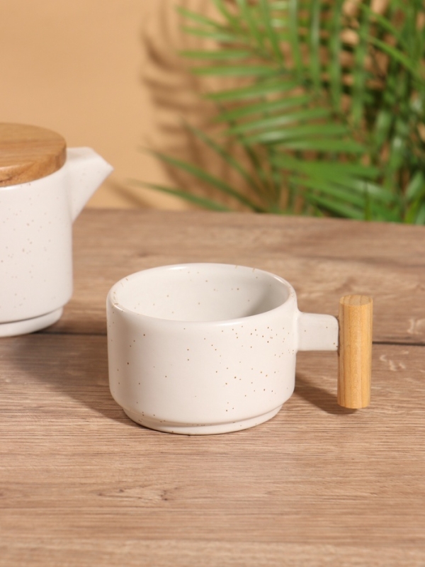 Набор для чаепития «Атика» керамический, белый, чайничек + кружка