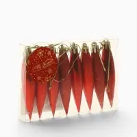 Ёлочные игрушки 8 шт. &laquo;Сосулька заострённая&raquo;, 8&times;2 см, красный