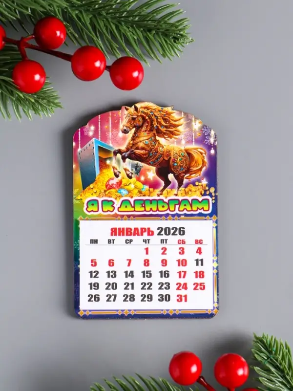 Магнит новогодний календарь, отрывной "Я к деньгам" 9,5х6,5 см