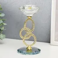 Подсвечник стеклянный на 1 свечу &laquo;Сплетение колец&raquo;, стразы золото, 14.3&times;8&times;8 см