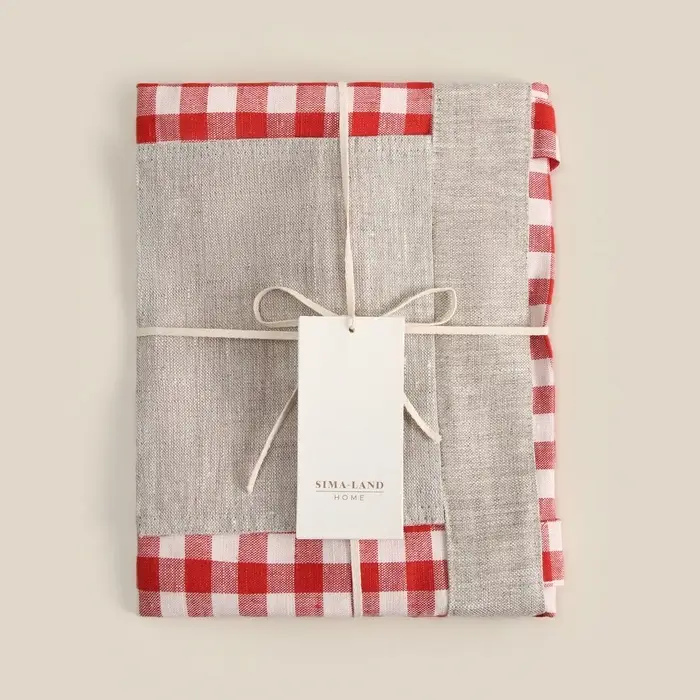 Сумка шоппер SL HOME Red cage, 50&times;50 см, 100% лён, 150 г/м2