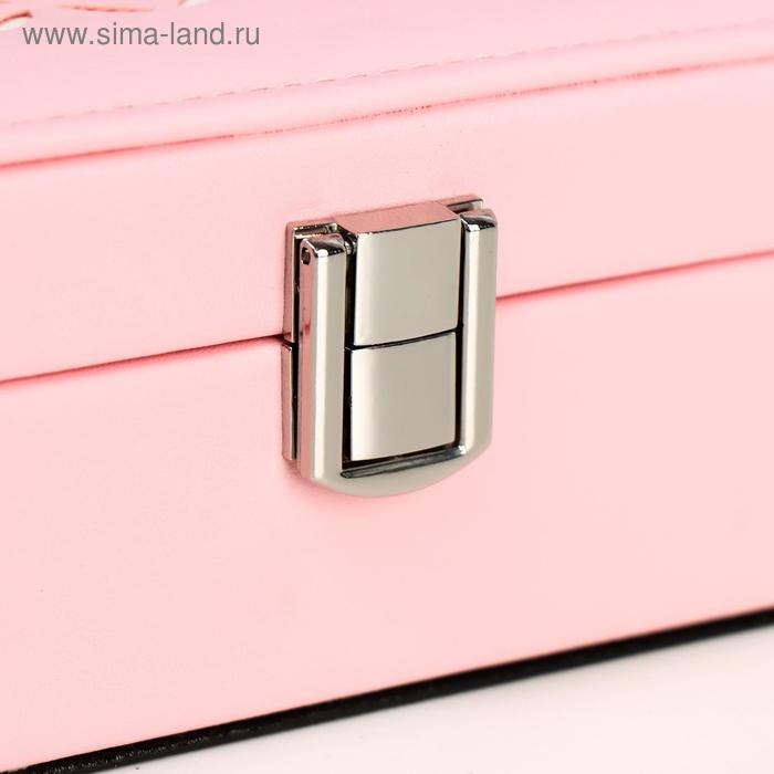 Шкатулка кожзам для украшений  Шкатулка кожзам для украшений "Крестики" розовая 7х24х17.5см