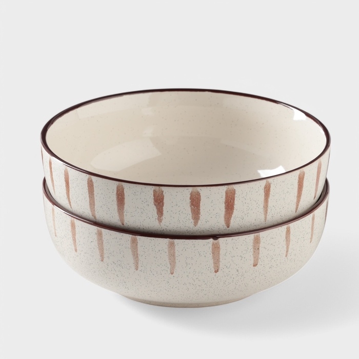 Набор салатников 2 шт Доляна Набор салатников 2 шт Доляна "Скандинавия" 15х15х6,5 см, цвет бежевый