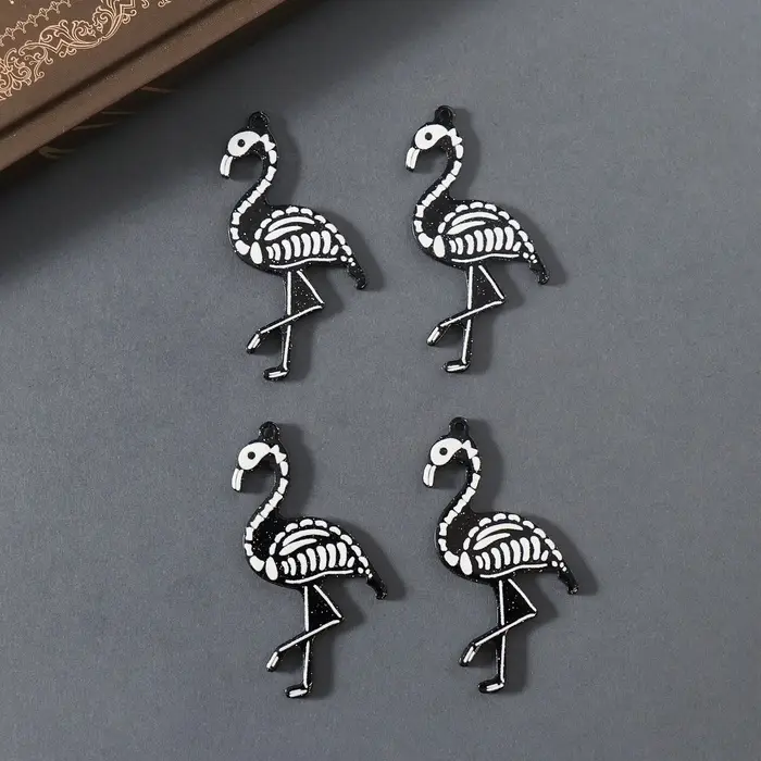 Декор для творчества акрил двусторонний Декор для творчества акрил двусторонний "Скелет фламинго" блеск 5,2х2,8х0,3 см