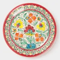 Ляган узбекский Риштанская Керамика &laquo;Турецкий узор&raquo;, d=24.5 см, красный