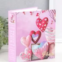 Фотоальбом на 100 фото 13х18 см "Бархатные сердца" в коробке 5х18х20,5 см