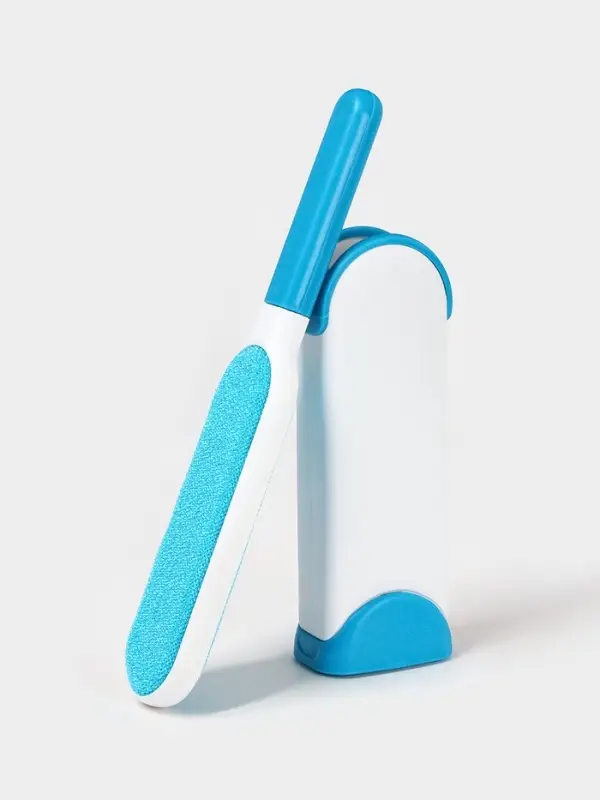 Щётка для удаления шерсти и волос с одежды и мебели с ручкой Доляна, 33&times;7.5&times;5 см, синяя