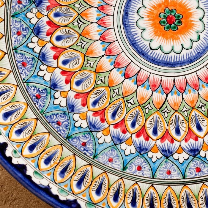 Ляган Риштанская Керамика "Узоры", 32 см, синий