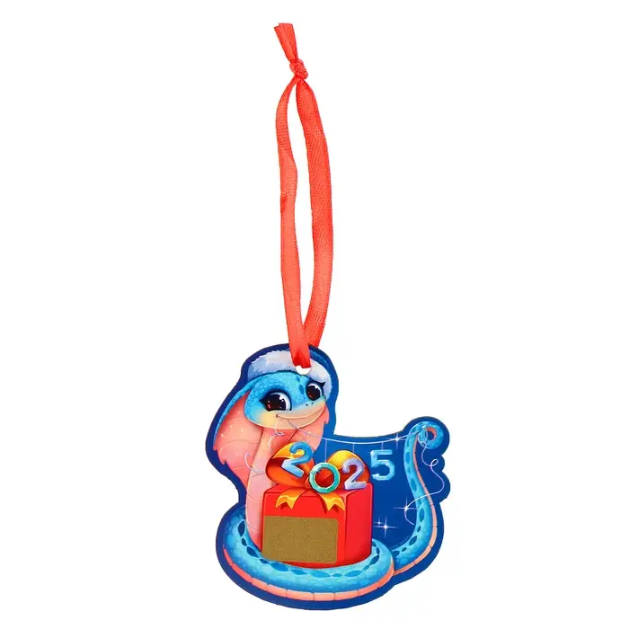 Ёлочная игрушка - подвеска деревянная «Новый год! Змея» со скретч-слоем Ёлочная игрушка - подвеска деревянная «Новый год! Змея» со скретч-слоем