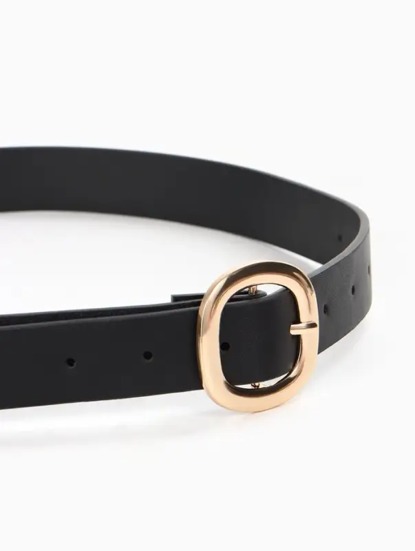 Ремень женский, 2.8&times;107 см, 1 прокол, золотистая пряжка, чёрный