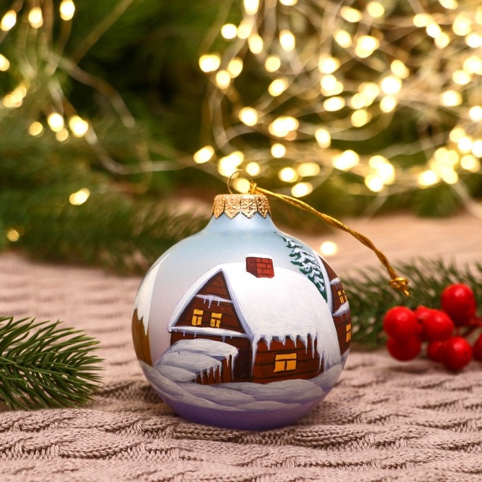 Ёлочный шар d-8 см Ёлочный шар d-8 см "Зимняя деревушка" ручная роспись, микс