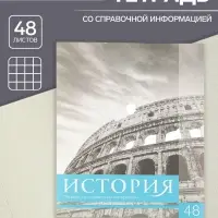 Тетрадь предметная 48 листов в клетку Calligrata, «Чёрное-белое. История», обложка мелованная бумага, серые листы