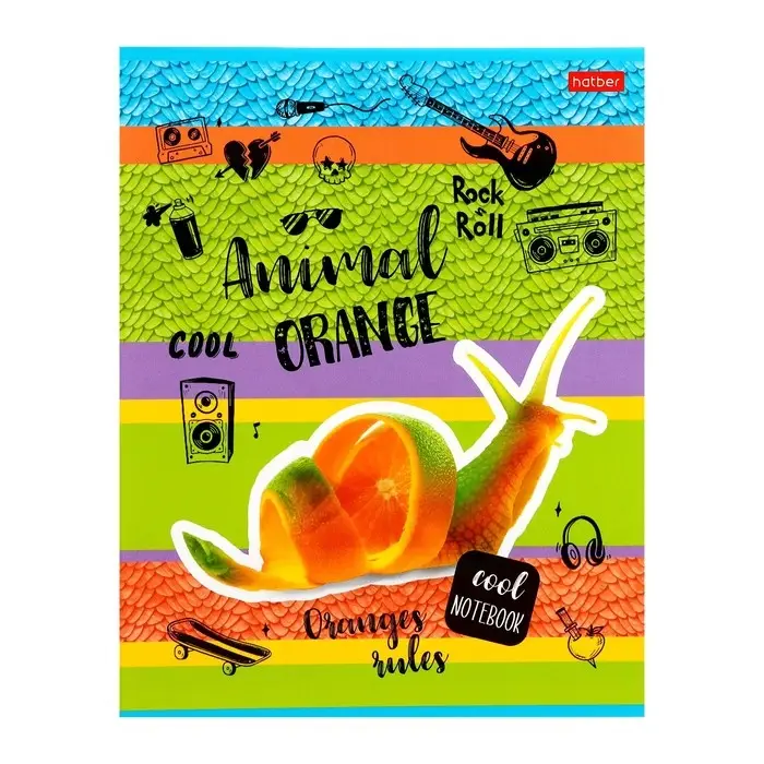 Тетрадь 80 листов в клетку Animals orange, обложка мелованный картон, выборочный лак, блок 65 г/м&sup2;, МИКС