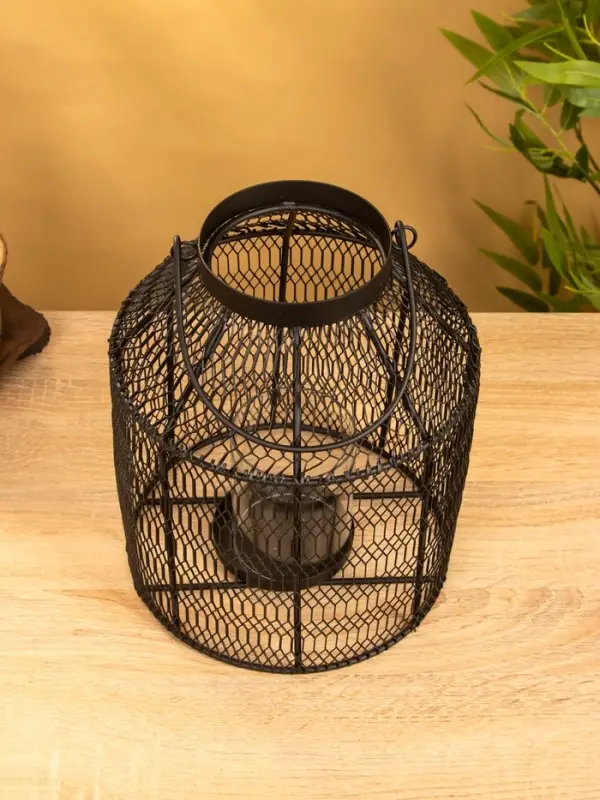 Подсвечник фонарь со стеклянной колбой 20х20х26 см, d 9 см, металл, цв. черный