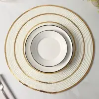 Салфетки сервировочные на стол Доляна, 4 шт., d=38 см, белые с золотым узором