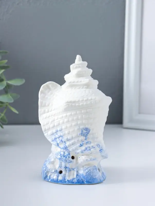 Сувенир керамика свет "Ракушка" бело-синий 7,5х8,5х13,5 см