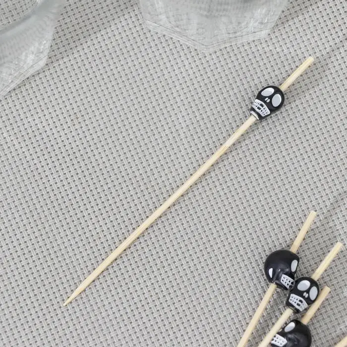 Шпажки «Череп», набор 25 шт, 12 см, бамбук, чёрный Шпажки «Череп», набор 25 шт, 12 см, бамбук, чёрный