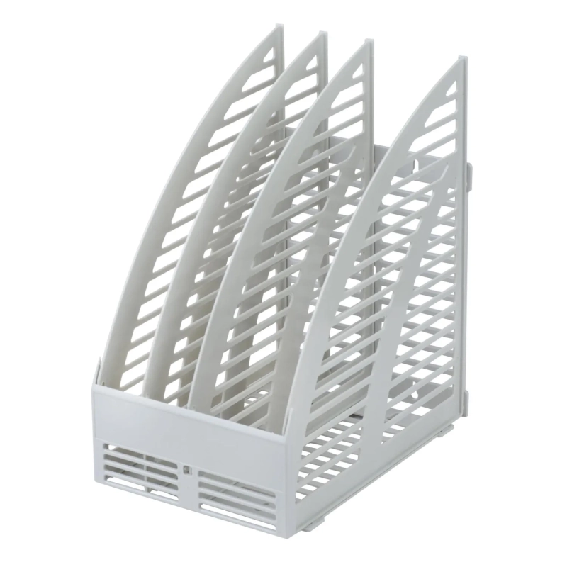 Лоток вертикальный 160мм, 3 отделения сборный серый