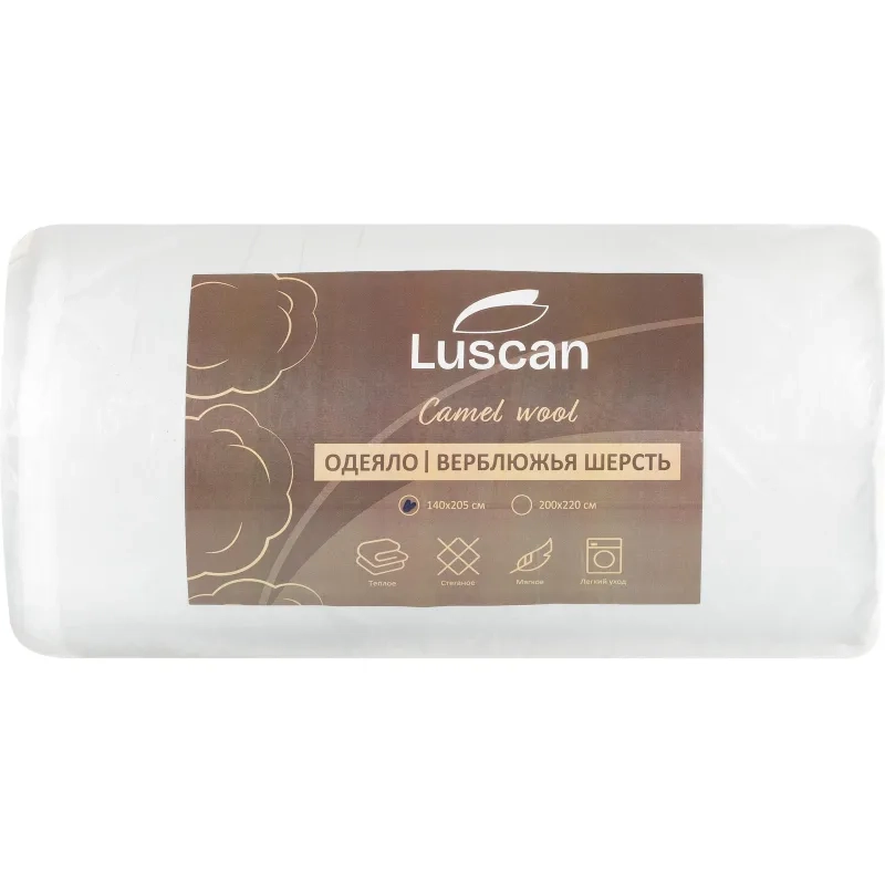 Одеяло Luscan 140х205 см стеганное микрофибра/верблюжья шерсть 300 г/м2