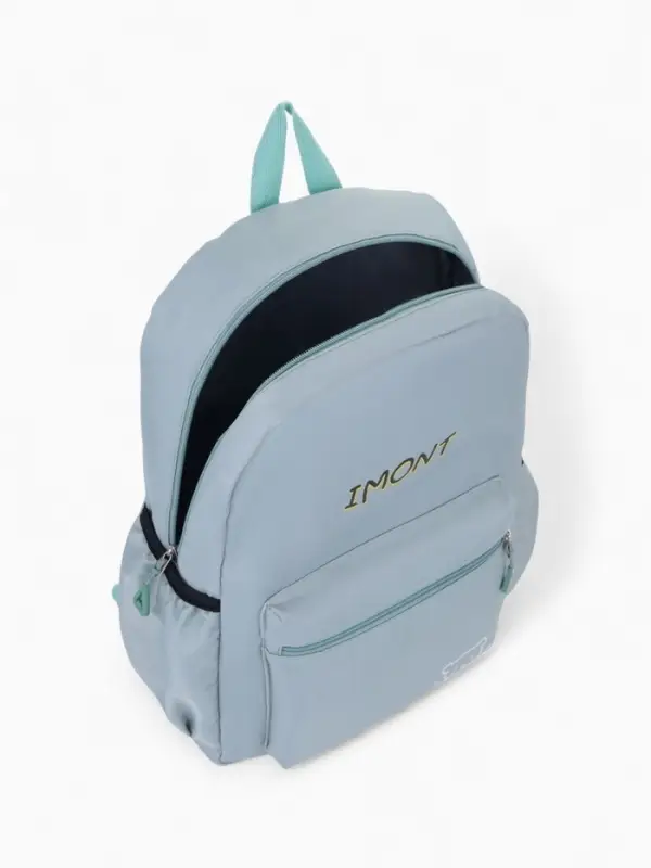 Рюкзак школьный на молнии, с карманами, однотонный, с надписью, размер 30&times;12&times;42 см, зелёный