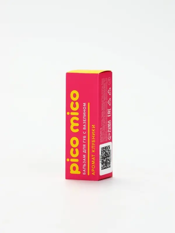 Бальзам для губ с вазелином, аромат: клубника, 3.8 г, PICO MICO