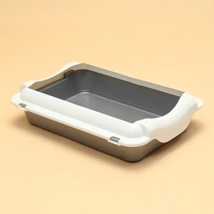 Туалет средний с бортом 36&times;26&times;9, серый/белый