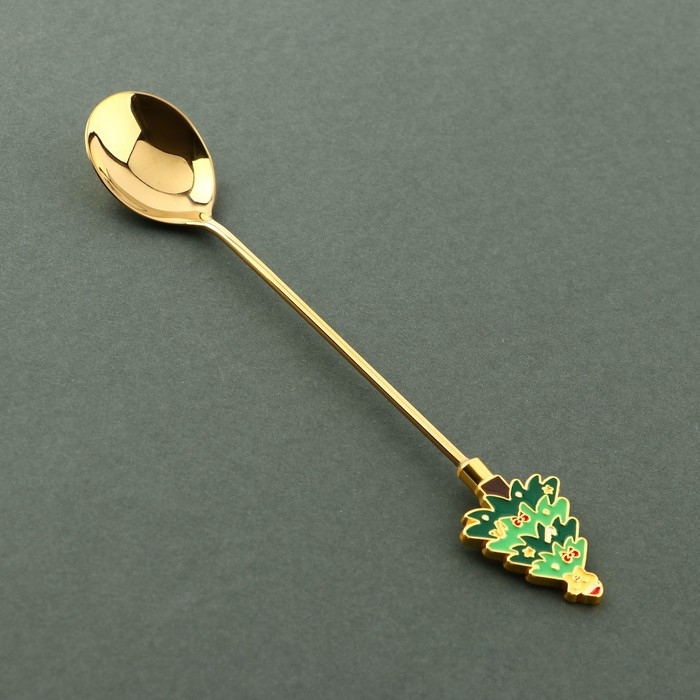 Ложка новогодняя с формовой ручкой «С Новым Годом!», нержавеющая сталь, 2,4 х 14,5 см Ложка новогодняя с формовой ручкой «С Новым Годом!», нержавеющая сталь, 2,4 х 14,5 см