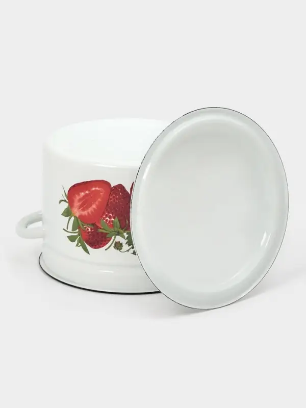 Кастрюля эмалированная, 9 л, d=26.5 см, с крышкой, белая