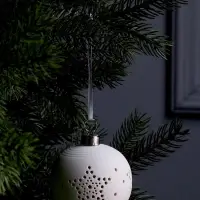 Ёлочный шар &laquo;Звёздочки&raquo;, 6.9&times;6.9&times;5.9 см, 1 LED, керамика, от батареек LR44&times;2, свечение тёплое белое