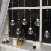 Гирлянда &laquo;Бахрома&raquo; 2.4&times;0.7 м с насадками &laquo;Шарики&raquo;, IP20, прозрачная нить, 108 LED, свечение синее, 8 режимов, 220 В